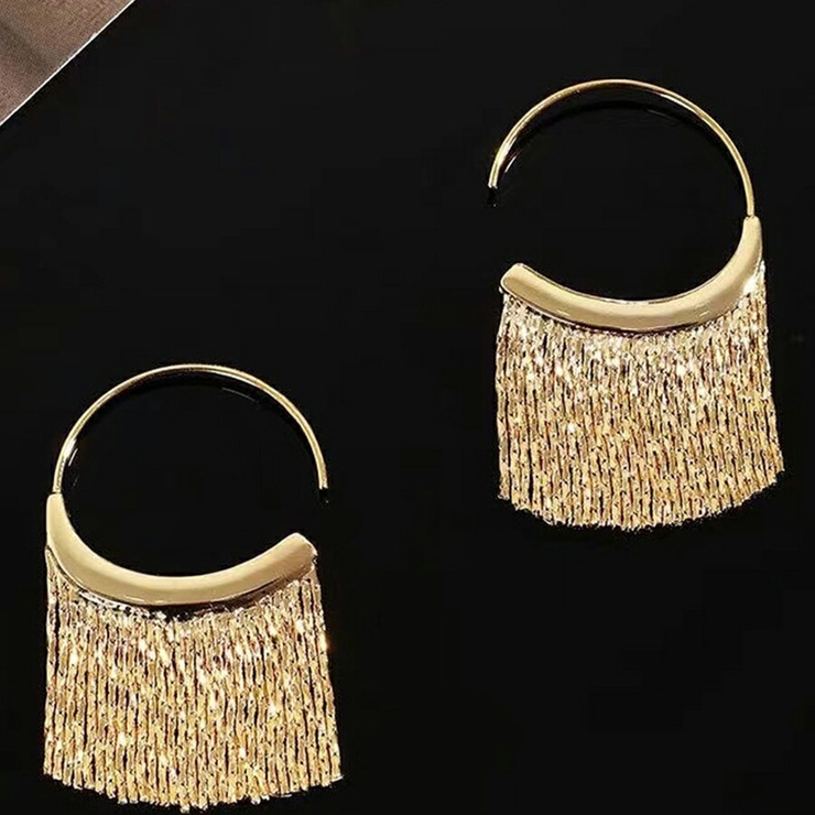 メタルフリンジピアス タッセルピアス シルバー