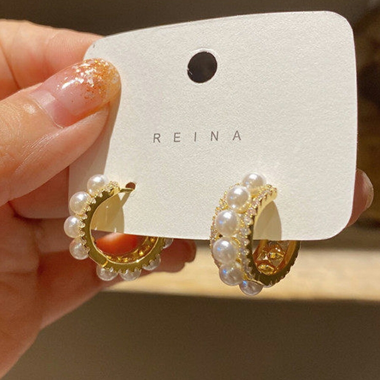 パールビジューフープピアス レディース SLENDER[品番