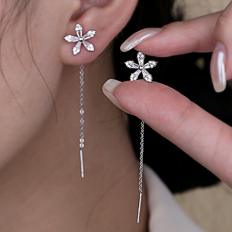 フラワーチェーンピアス キャッチレス パーティー[品番