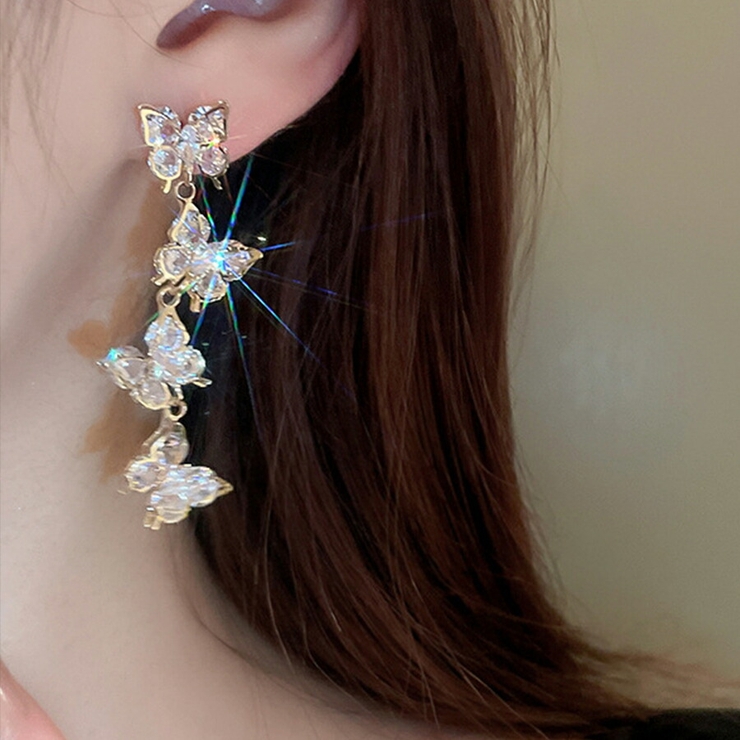 4連バタフライピアス ゴールド ジルコニア | SLENDER | 詳細画像3 