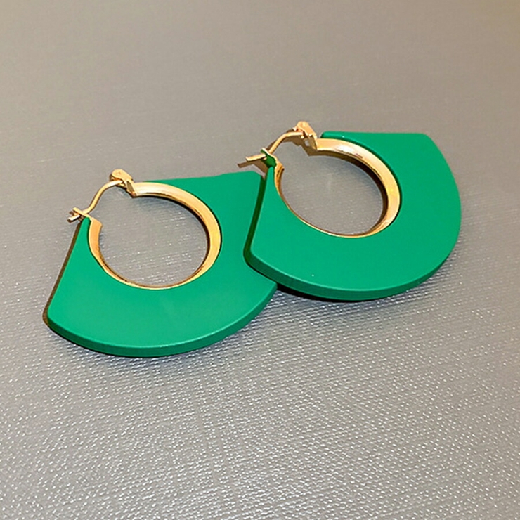 【美品】DES PRES フープピアス ゴールド グリーン 洗練デザイン デザインフープピアス グリーン ゴールド[品番：XL000002752