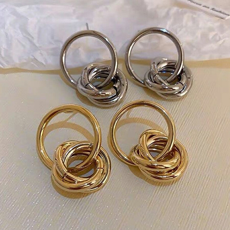 クロススリーリングメタルピアス 存在感抜群 パーティー | SLENDER | 詳細画像8 