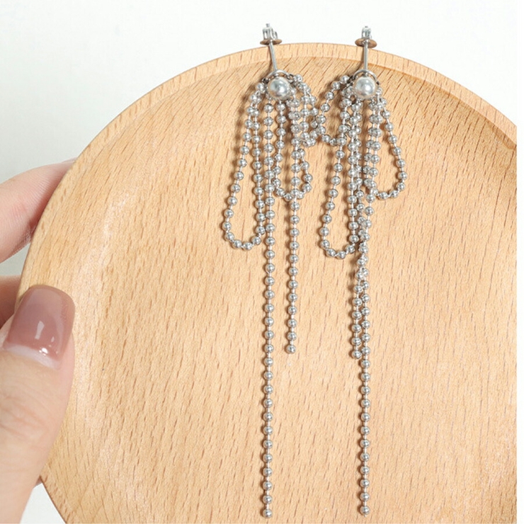 限定クーポンで20％OFF!!】ボールチェーン リボン風バックモチーフ ピアス | JewelVOX（ジュエルボックス）| プチプラアクセサリー通販  金属アレルギー対応