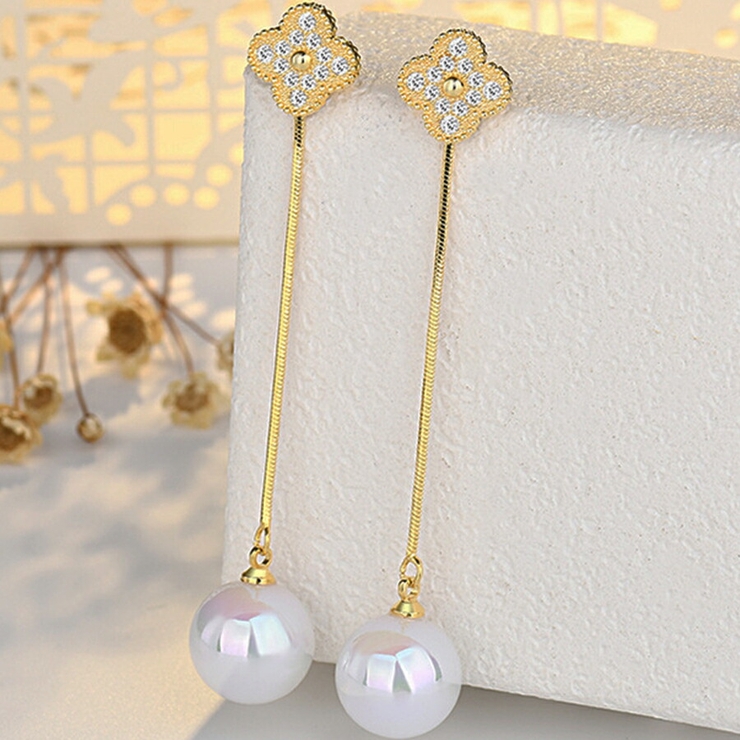 2wayクローバー＆ロングボールピアス 存在感抜群 クリスマス | SLENDER | 詳細画像1 