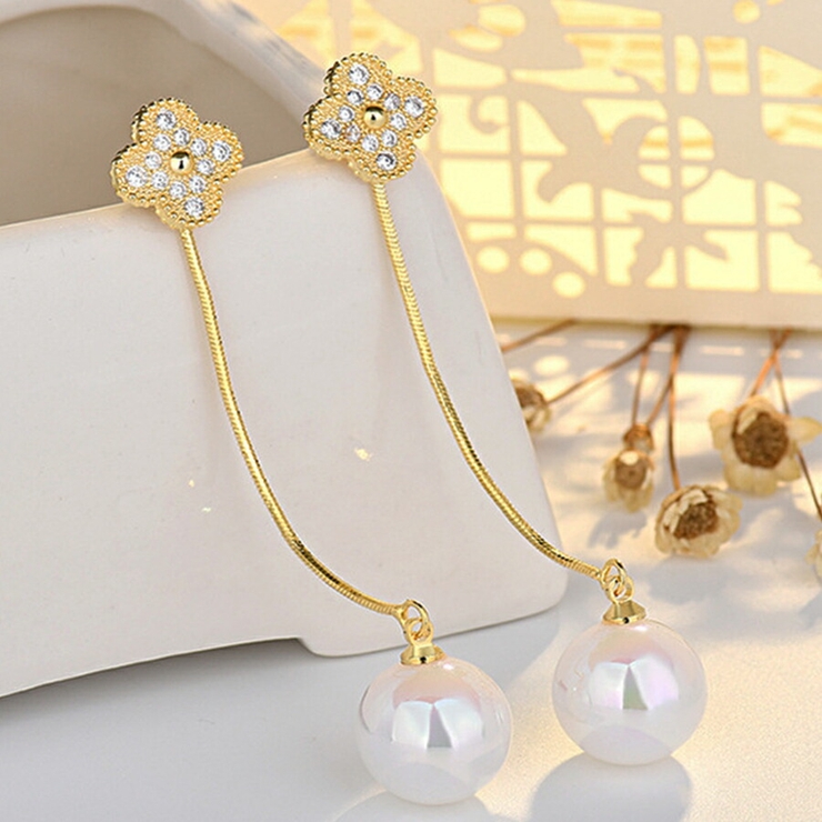 2wayクローバー＆ロングボールピアス 存在感抜群 クリスマス | SLENDER | 詳細画像4 