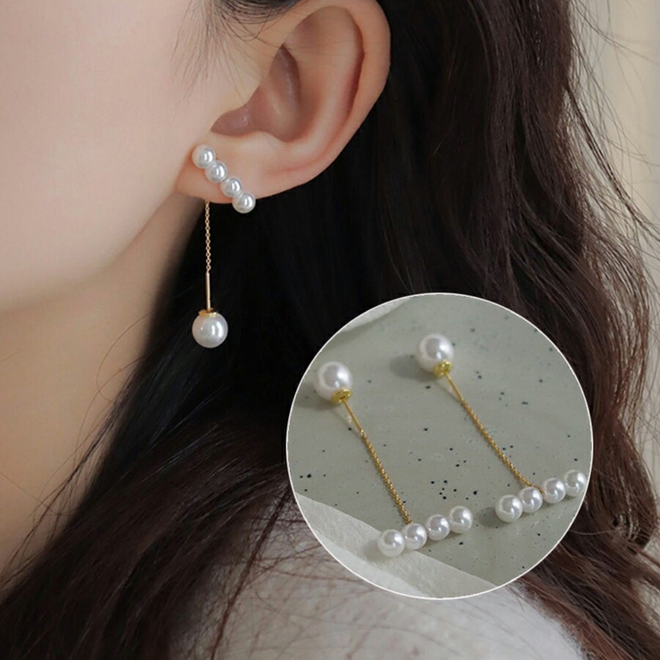 4連パールチェーンピアス パールキャッチ シルバー925[品番