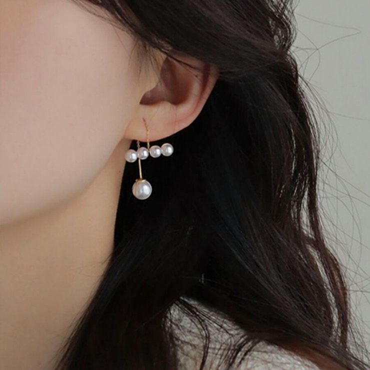 4連パールチェーンピアス パールキャッチ シルバー925[品番