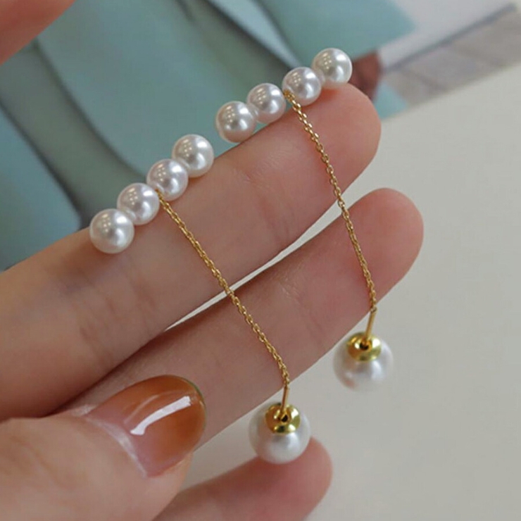 4連パールチェーンピアス パールキャッチ シルバー925[品番