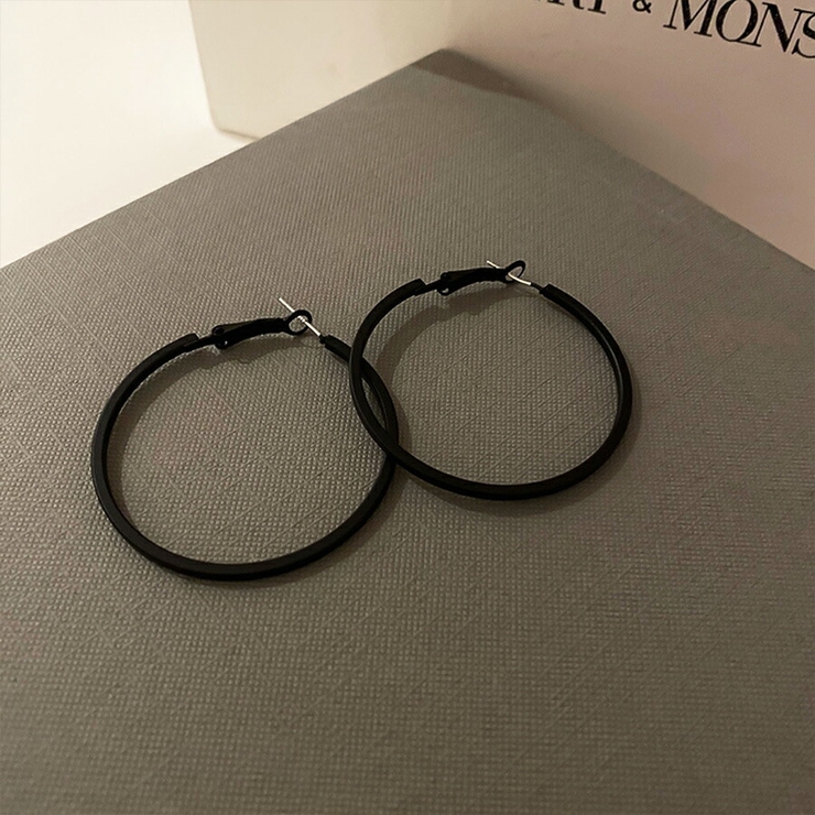 フープピアス ブラック ポスト部分:S925[品番：XL000002955