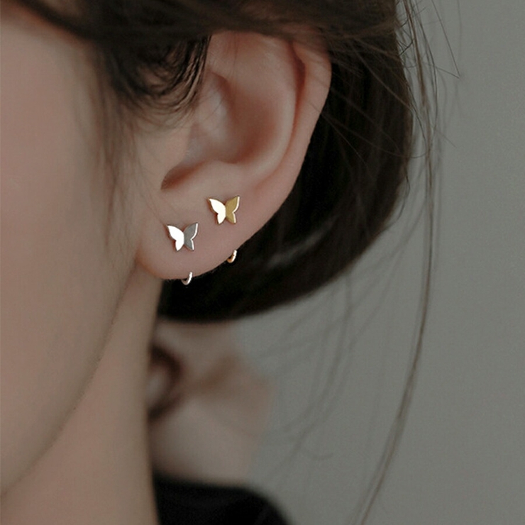 キャッチレスバタフライスタッドピアス ゴールド シルバー | SLENDER | 詳細画像5 