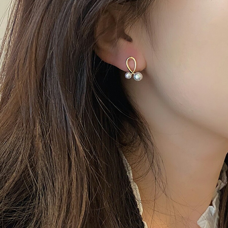 ゴールド 交差デザイン ピアス ete ピアス ピンクゴールド ete K10