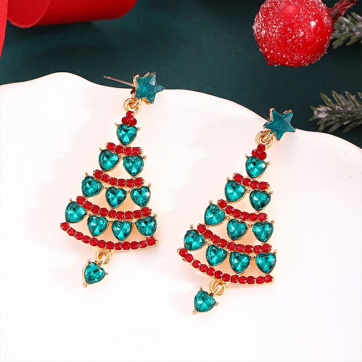 【人気沸騰】 クリスマスツリーデザインピアス サンタクロース[品番 もみの木 ピアス