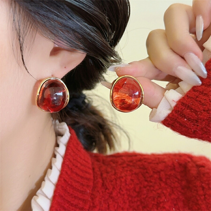 デザインピアス ゴールド×レッド 存在感抜群 | SLENDER | 詳細画像1 