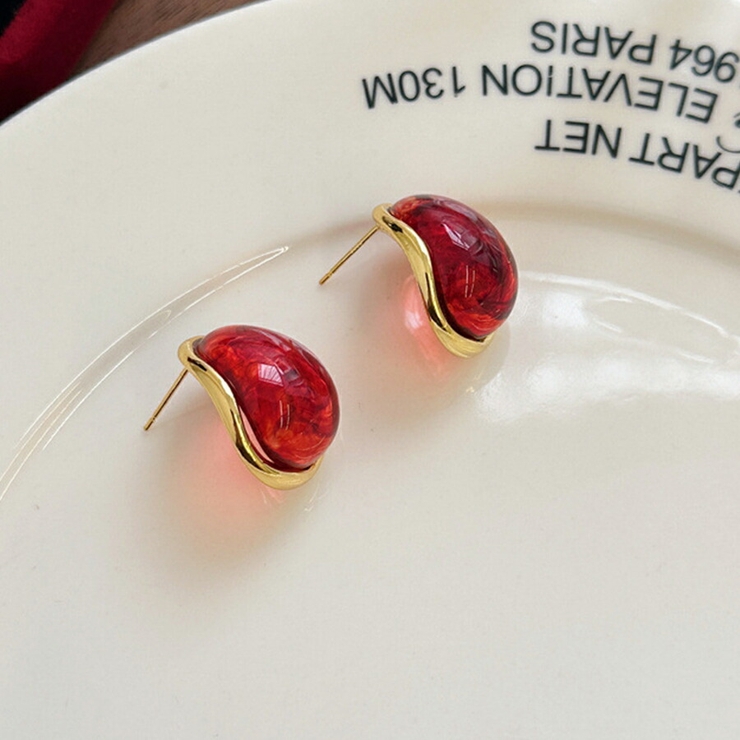 レッド | デザインピアス ゴールド×レッド 存在感抜群 | SLENDER