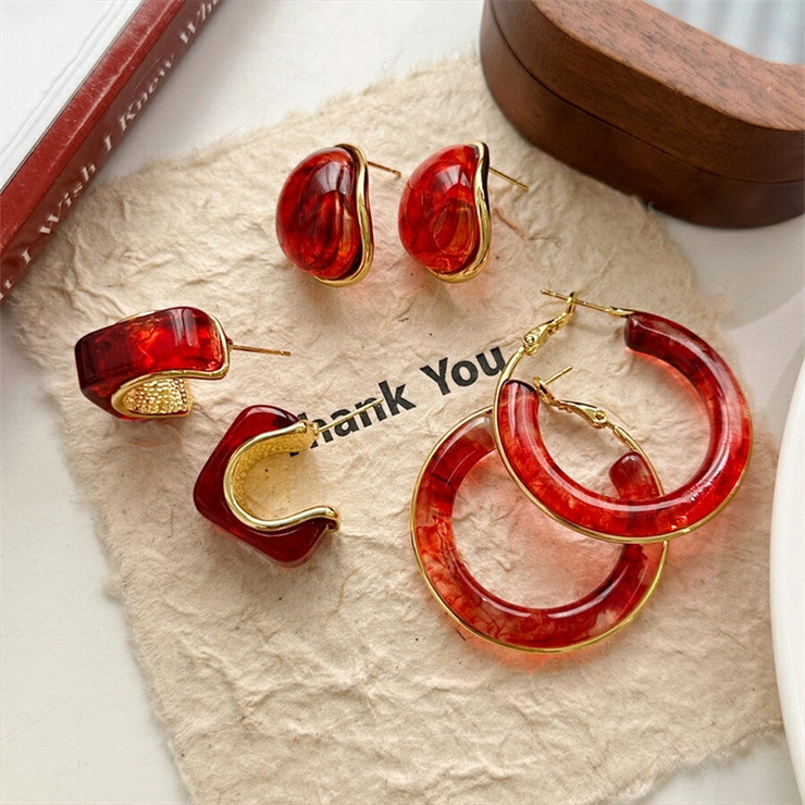 デザインピアス ゴールド×レッド 存在感抜群 | SLENDER | 詳細画像5 