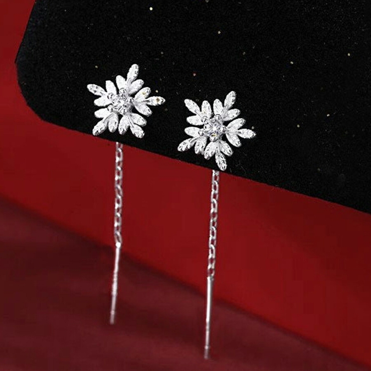 シルバー | 雪の華チェーンピアス キャッチレス アメリカンピアス | SLENDER