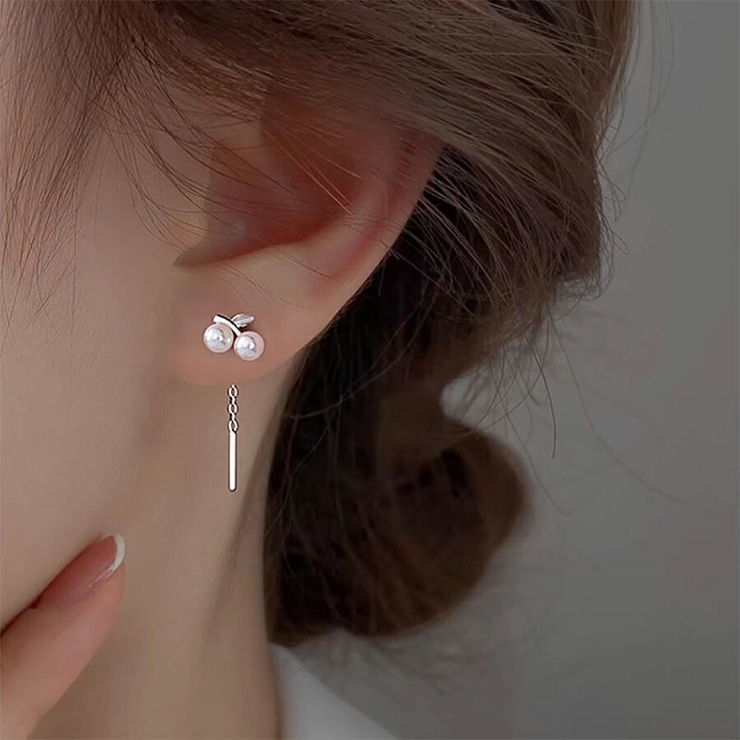 チェリーチェーンピアス さくらんぼモチーフ キャッチレス[品番