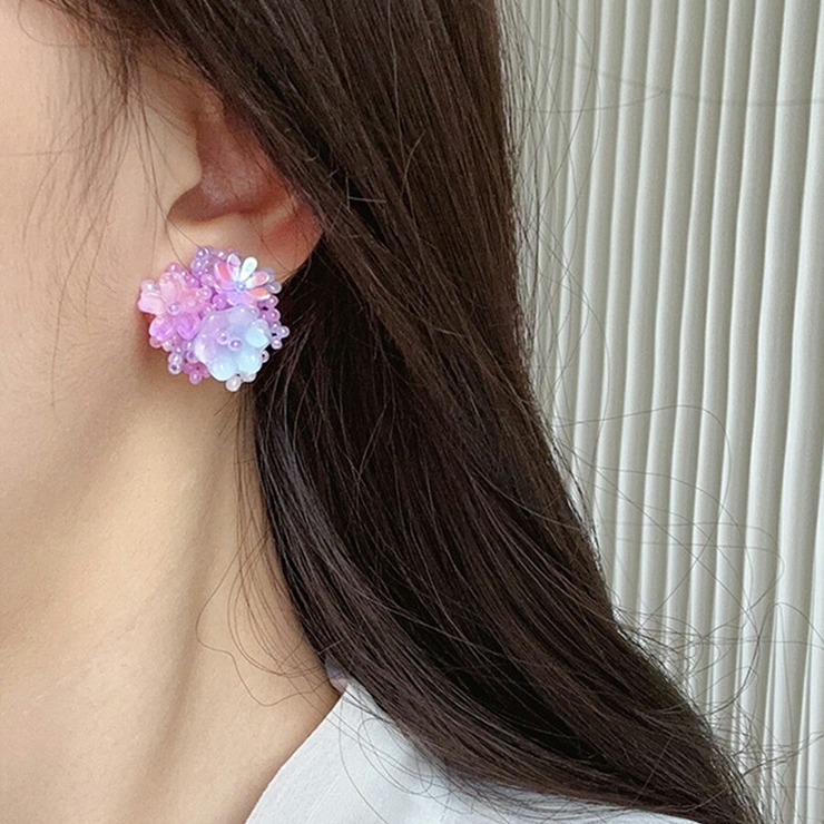 フラワービーズデザインピアス リゾート 浴衣[品番：XL000003389