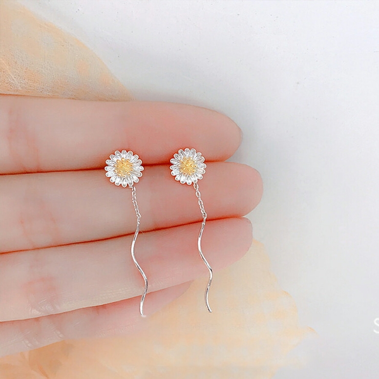 フラワーチェーンピアス 菊の花 シルバー925[品番：XL000003401