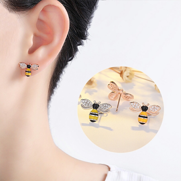 ミツバチピアス ポストS925 キラキラ | SLENDER | 詳細画像1 