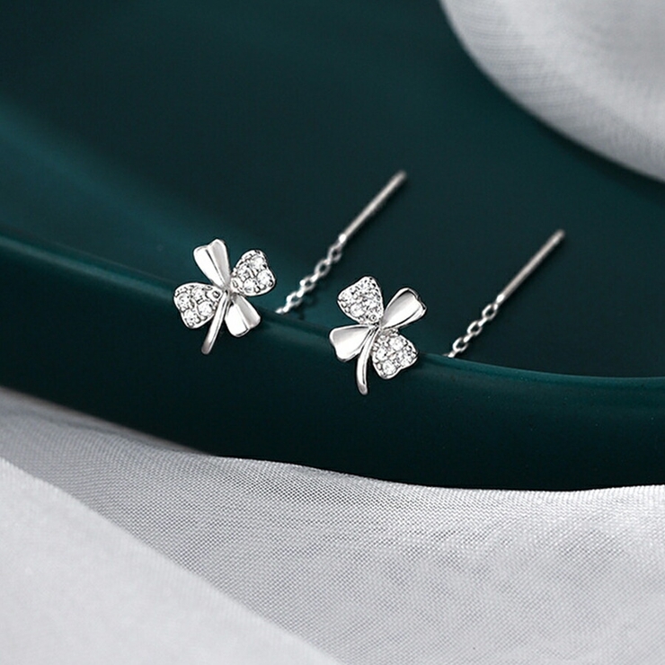 シルバー | クローバーチェーンピアス アメリカンピアス キャッチレス | SLENDER