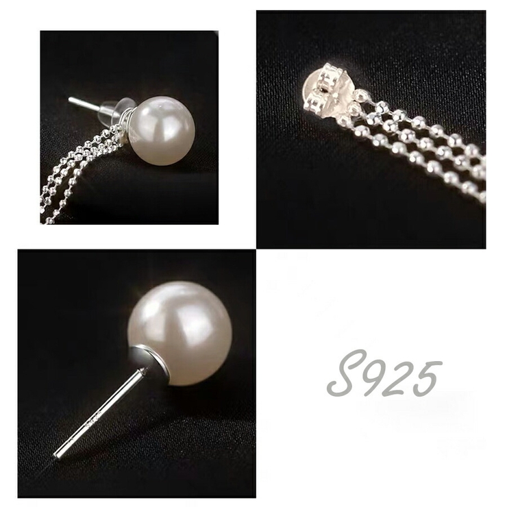 2wayパールチェーンピアス パール6mm ポストシルバー925 | SLENDER | 詳細画像2 