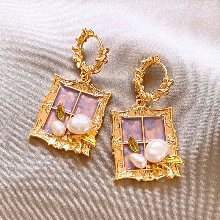 ゴールド | フレーム風デザインピアス 存在感抜群 個性的 | SLENDER