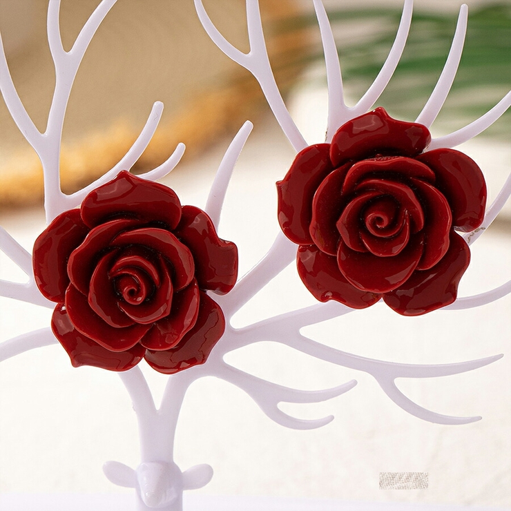 アクリルフラワーピアス薔薇 赤 大ぶり | SLENDER | 詳細画像4 
