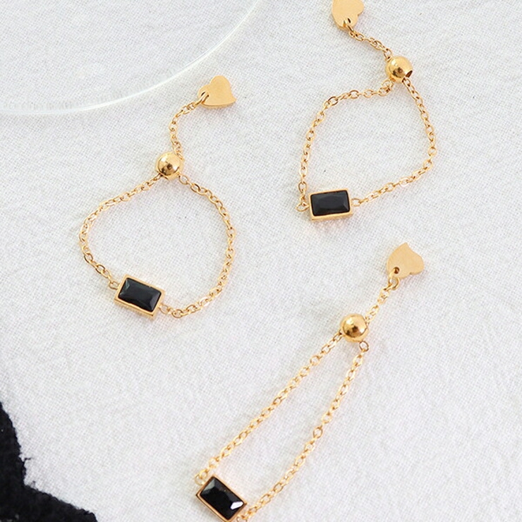 ブラック | チェーンリング レディース リング | SLENDER