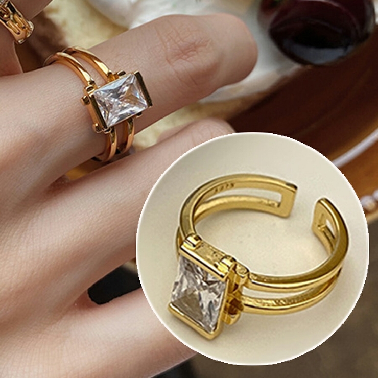 デザインオープンリング ゴールド ジルコニア | SLENDER | 詳細画像1 