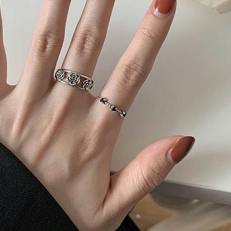 デザインオープンリング シルバー ブラック | SLENDER | 詳細画像2 