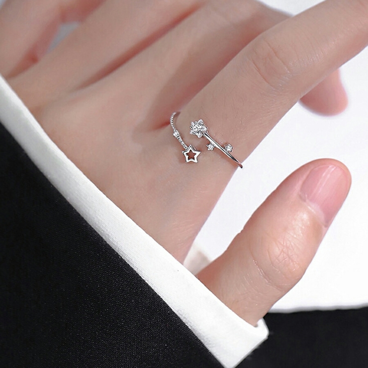 スターデザインオープンリング シルバー925 ワンポイント | SLENDER | 詳細画像3 