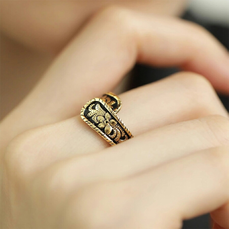 ゴールド | デザインオープンリング アンティーク レトロ | SLENDER