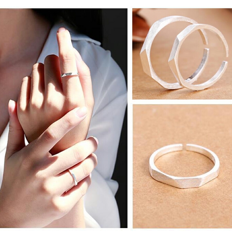 艶消しマットシルバーオープンリング ペアリング S | SLENDER | 詳細画像1 