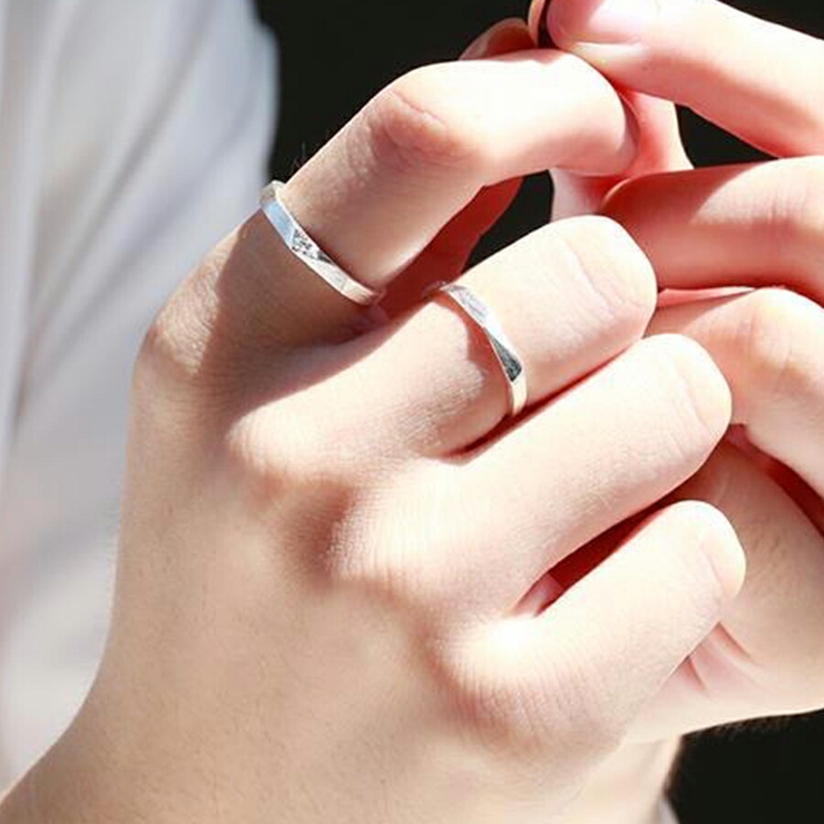 艶消しマットシルバーオープンリング ペアリング S | SLENDER | 詳細画像3 