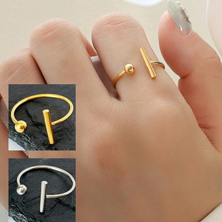 スフィア×バーモチーフデザインオープンリング ワンポイント おしゃれ | SLENDER | 詳細画像1 