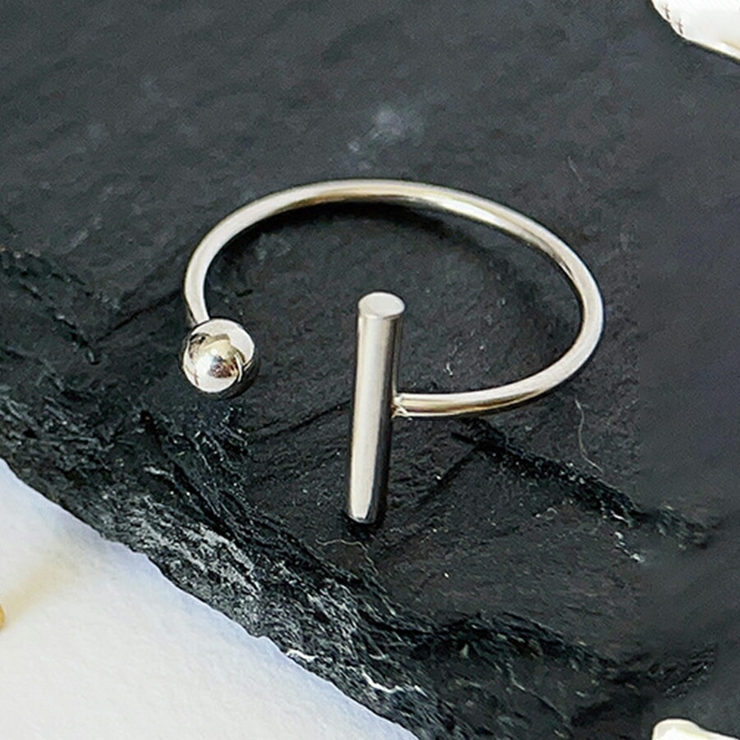 シルバー | スフィア×バーモチーフデザインオープンリング ワンポイント おしゃれ | SLENDER