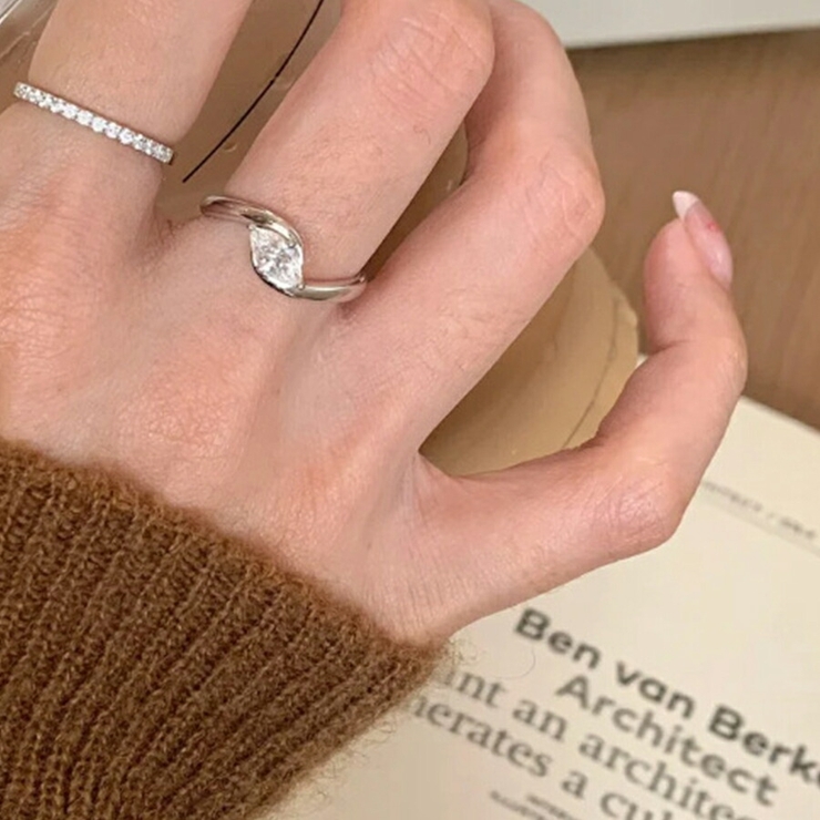 シルバー | デザインオープンリング ワンポイント おしゃれ | SLENDER