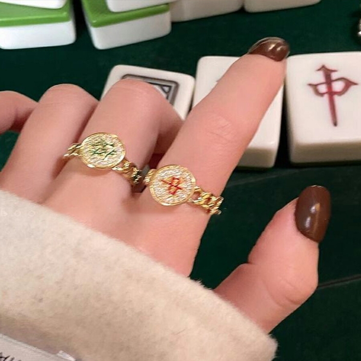 麻雀牌モチーフオープンリング ワンポイント 個性的 | SLENDER | 詳細画像2 