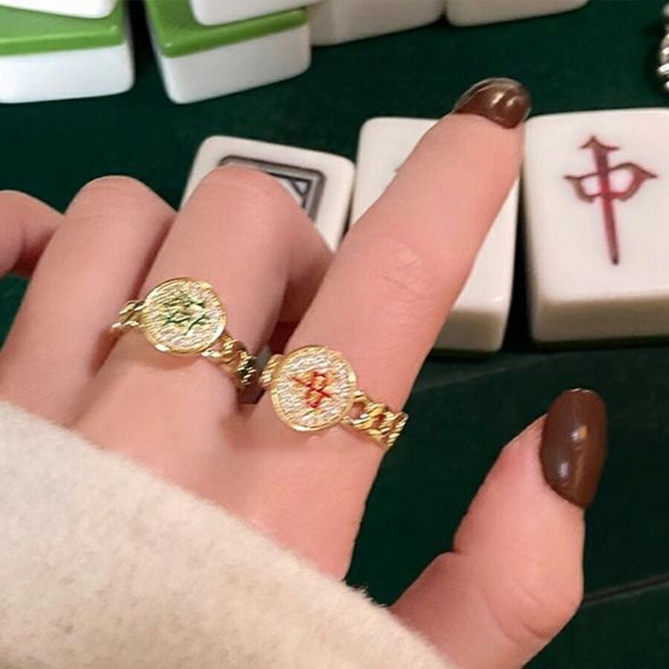 麻雀牌モチーフオープンリング ワンポイント 個性的 | SLENDER | 詳細画像5 