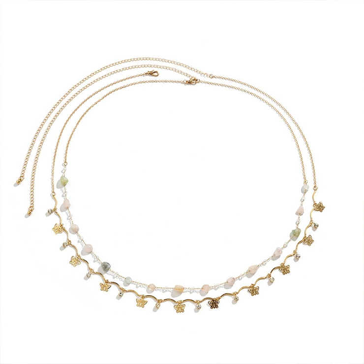 2本set バタフライ＆ビーズゴールドボディチェーン ウエストチェーン | SLENDER | 詳細画像8 