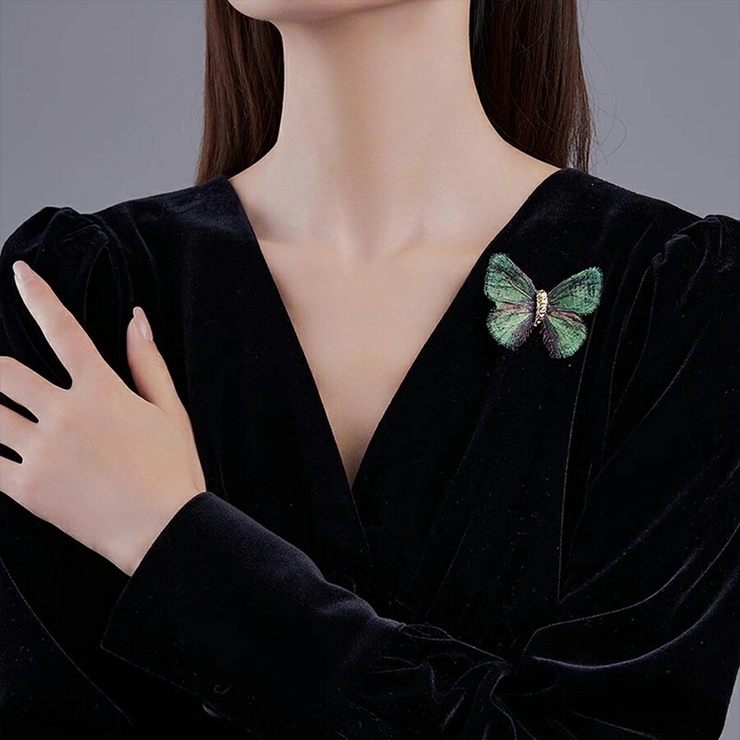 バタフライ刺繍デザインブローチ フォーマル セレモニー[品番