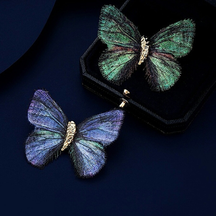 バタフライ刺繍デザインブローチ フォーマル セレモニー[品番