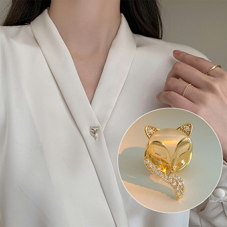 キツネミニブローチピン ラインストーン フォーマル | SLENDER | 詳細画像1 