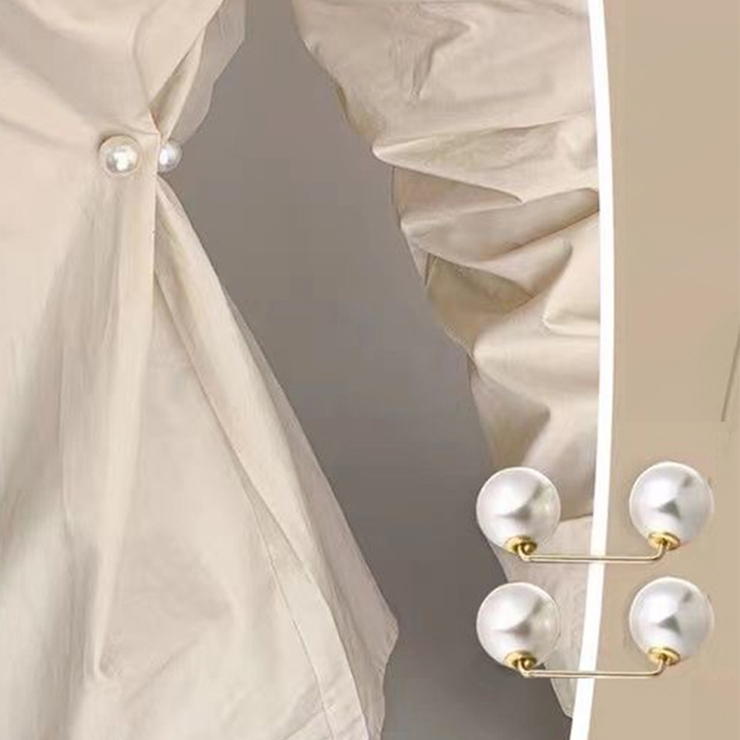 ホワイト | 【同色2個セット】ダブルパールピンブローチ アジャスターバックル 調整ピン | SLENDER