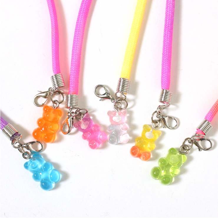 カラフルネオンクマチャーム付きマスクストラップ レディース キッズ