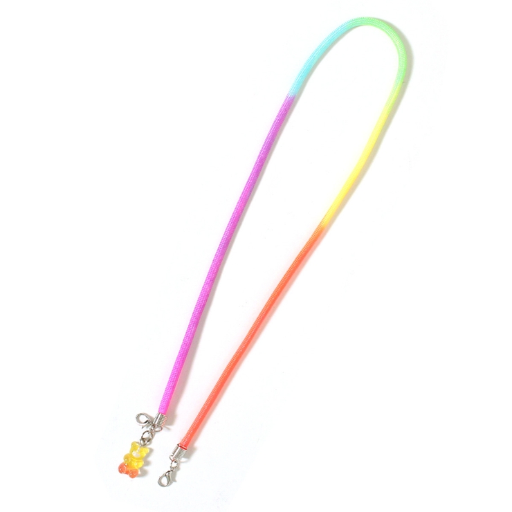 カラフルネオンクマチャーム付きマスクストラップ レディース キッズ