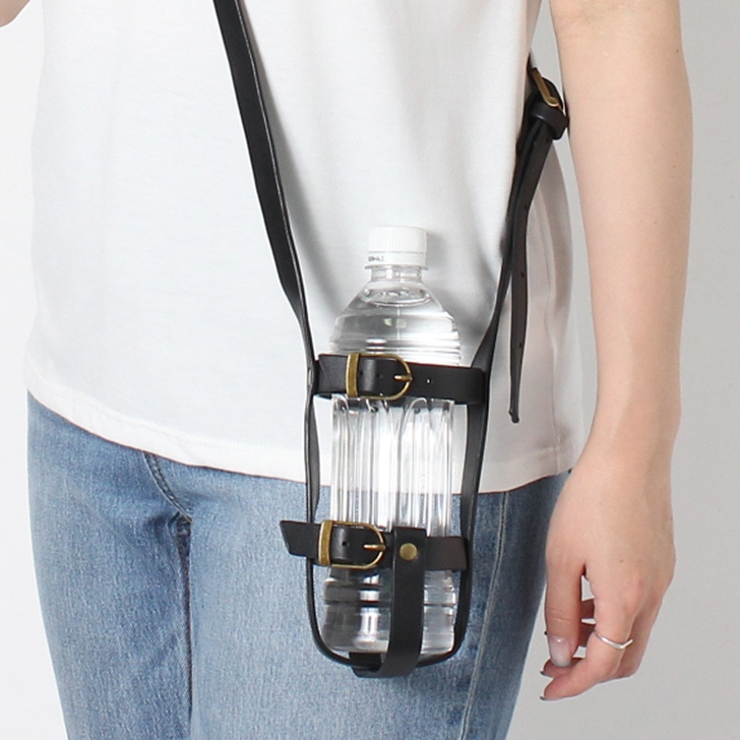 ブラック | PUレザーボトルホルダー フェイクレザー ドリンクホルダー | REAL STYLE