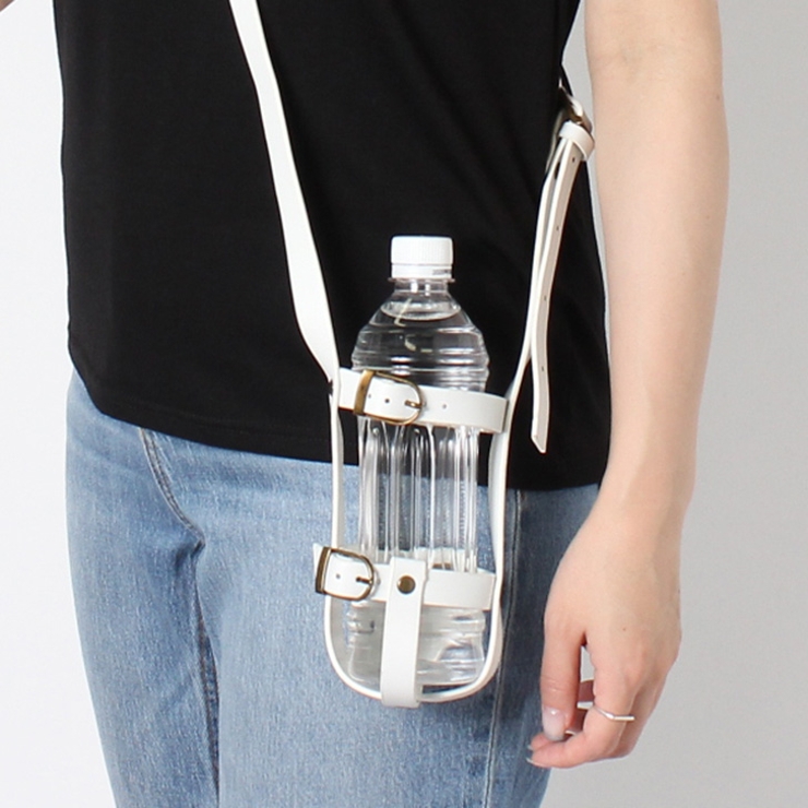ホワイト | PUレザーボトルホルダー フェイクレザー ドリンクホルダー | REAL STYLE