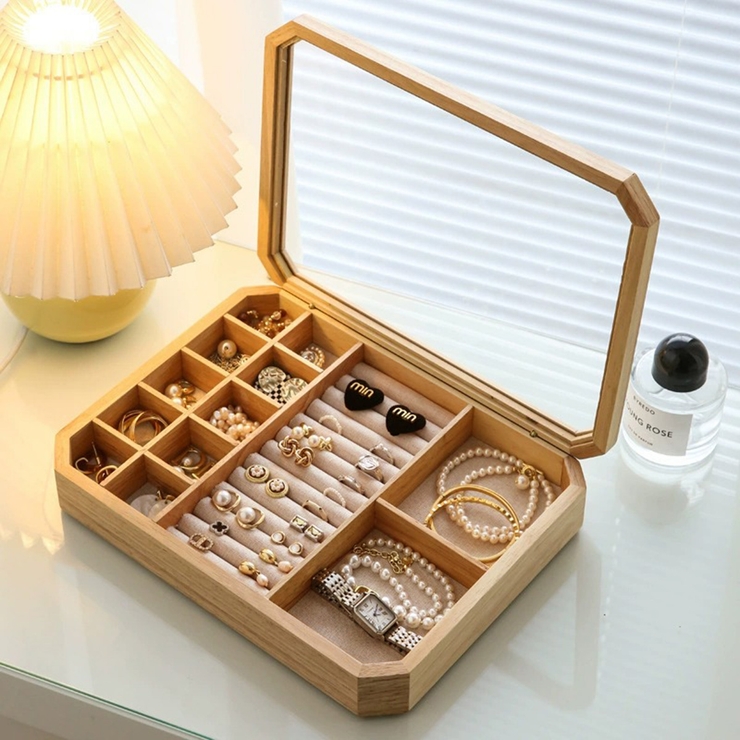 ベージュ | ジュエリーボックス アクセサリーケース 大容量 | REAL STYLE